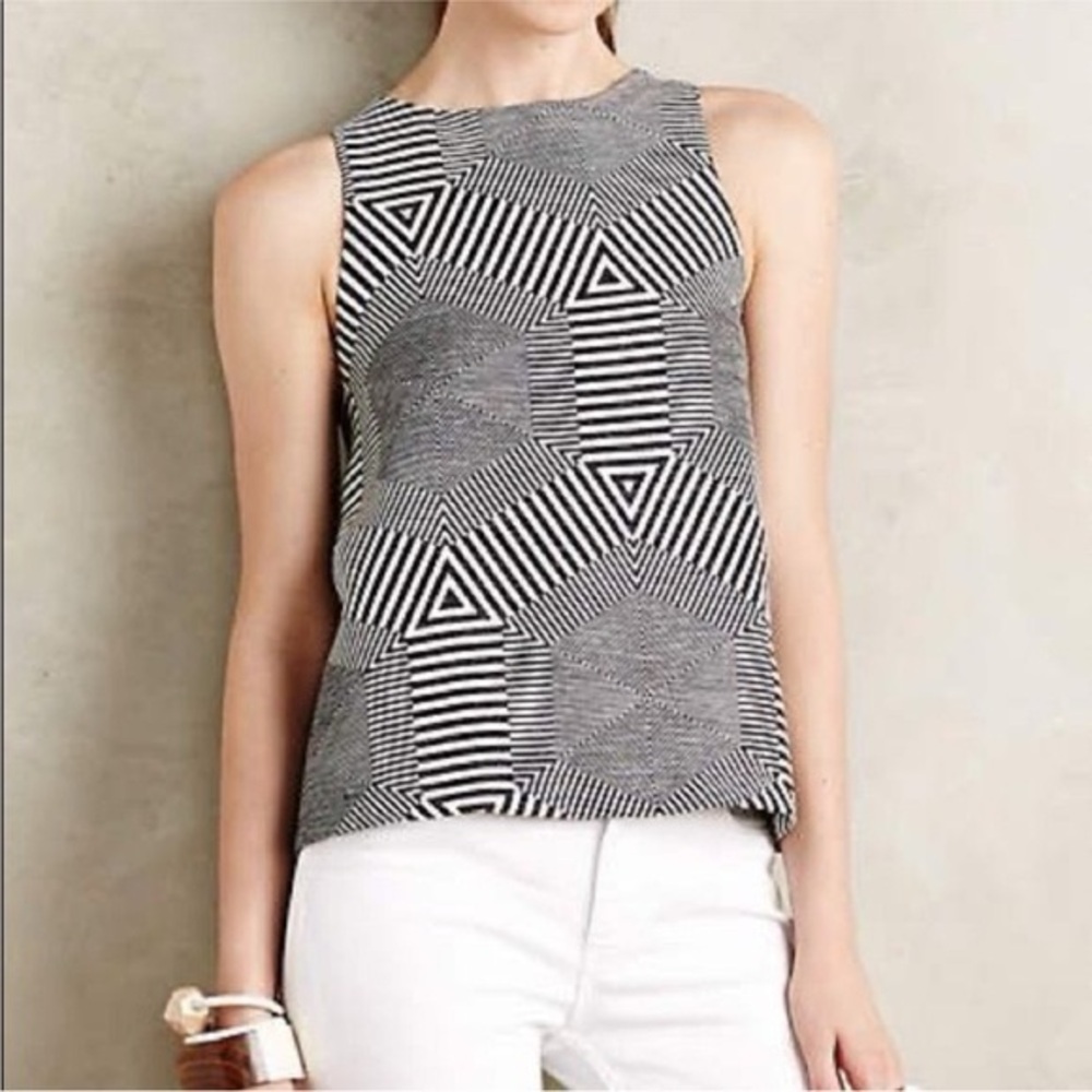 Anthro HD in‎ Paris Geometric Black and White Sleeveless Top